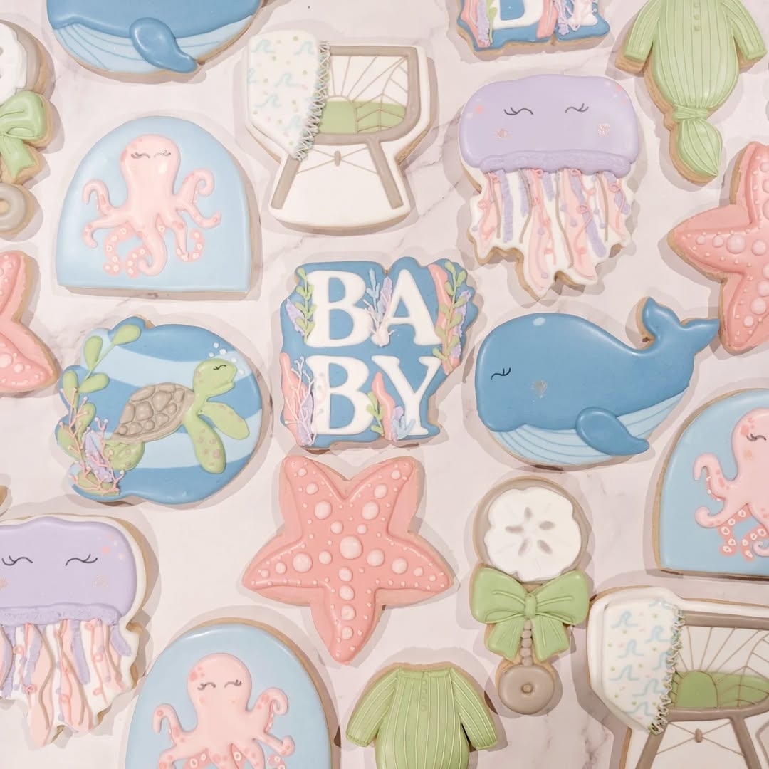 Under the sea baby shower cookies