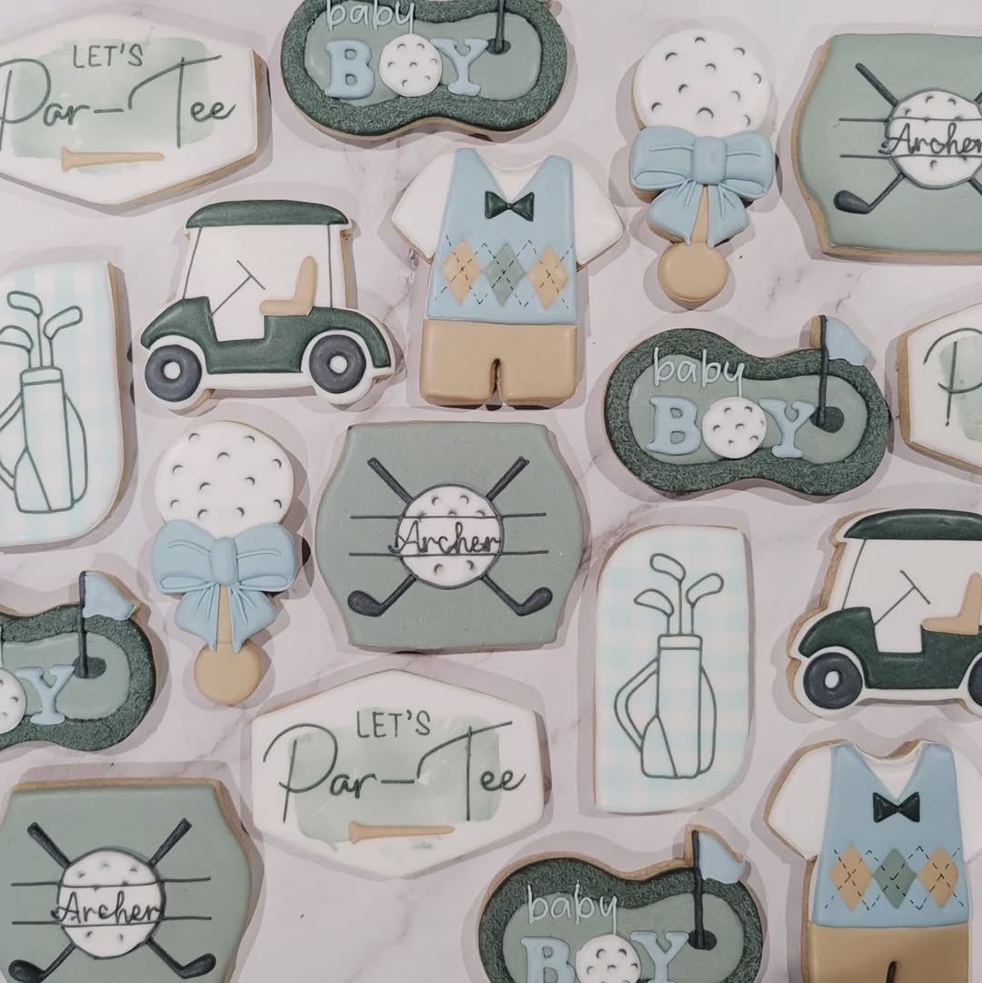 Golf Let's Par-Tee baby shower cookies