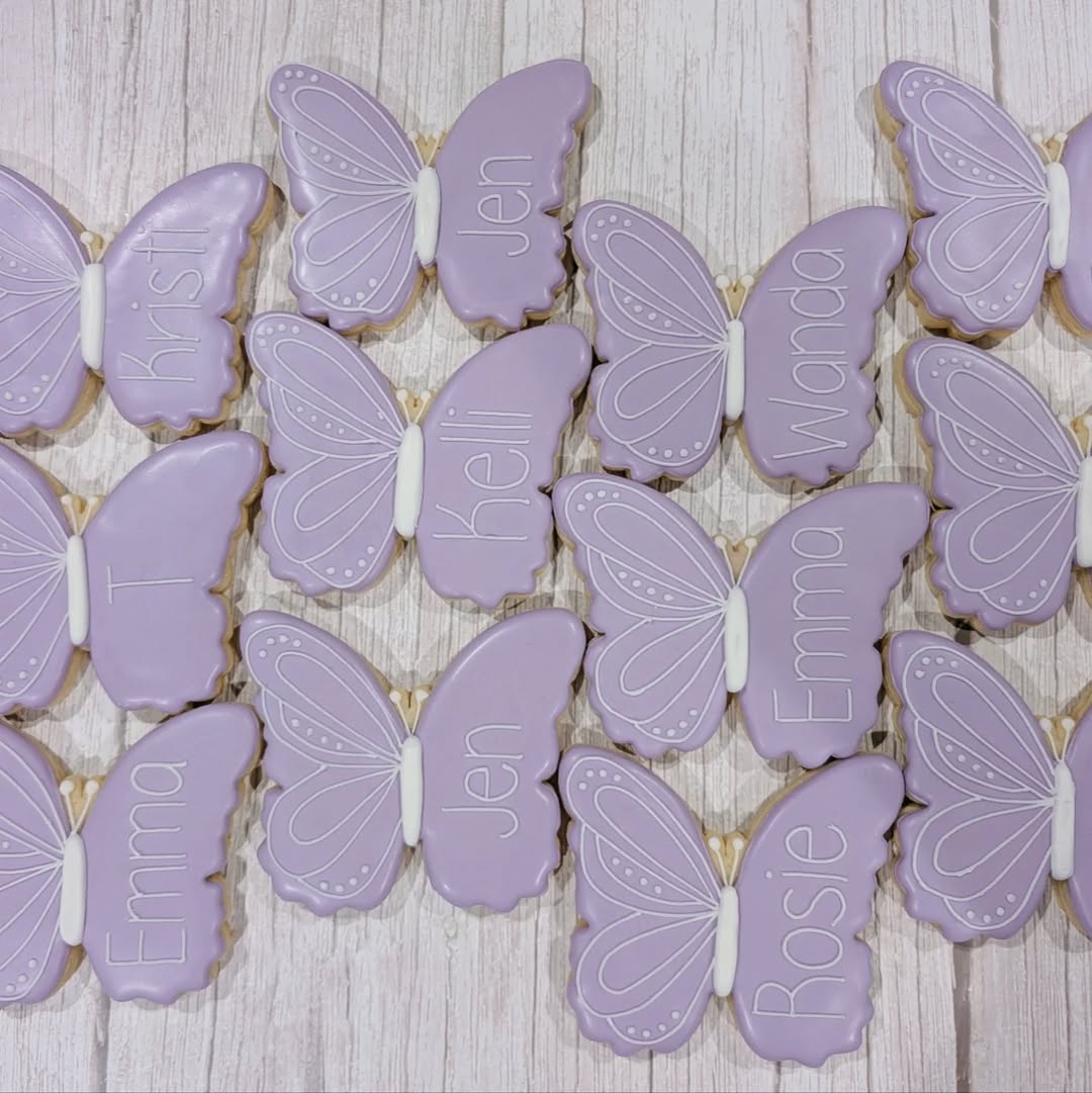 Personalized lavender butterfly cookies