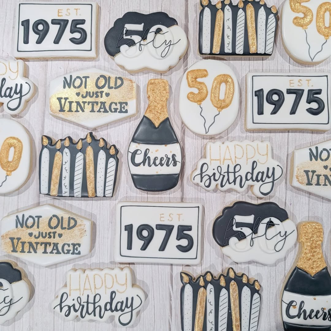 Not Old Just Vintage 50th birthday cookies
