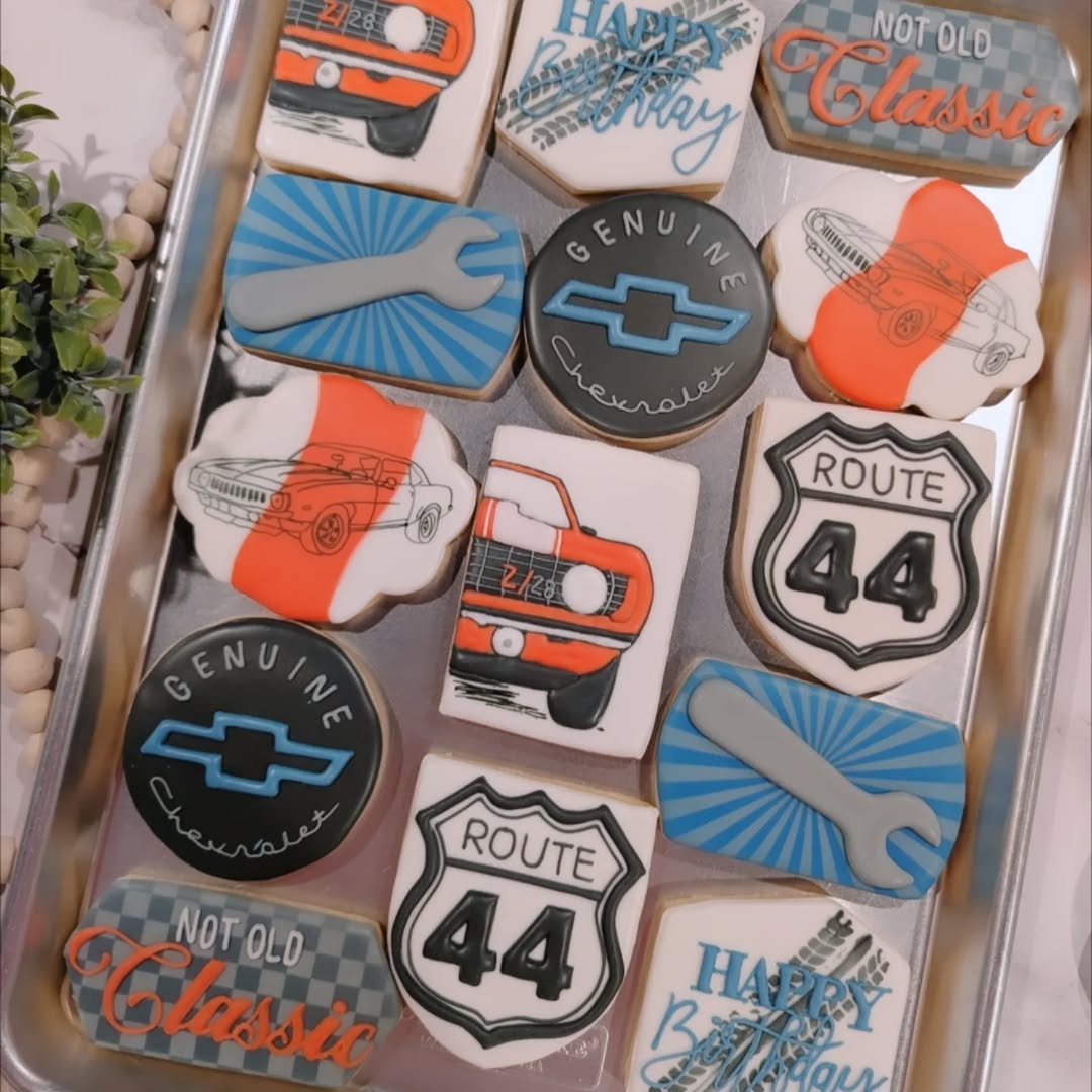 Classic Chevrolet car birthday cookies