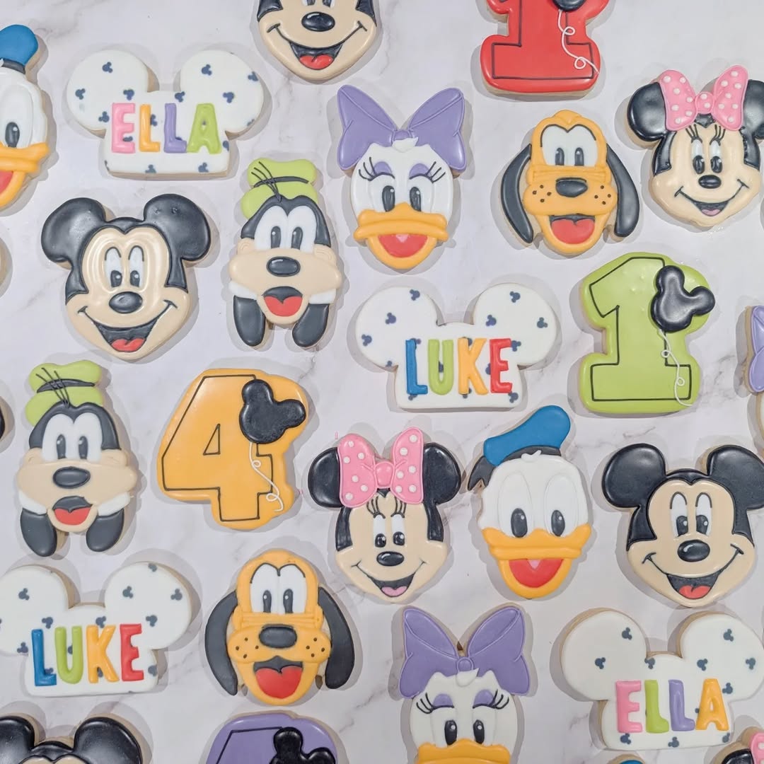 Mickey and Minnie Mouse birthday cookies